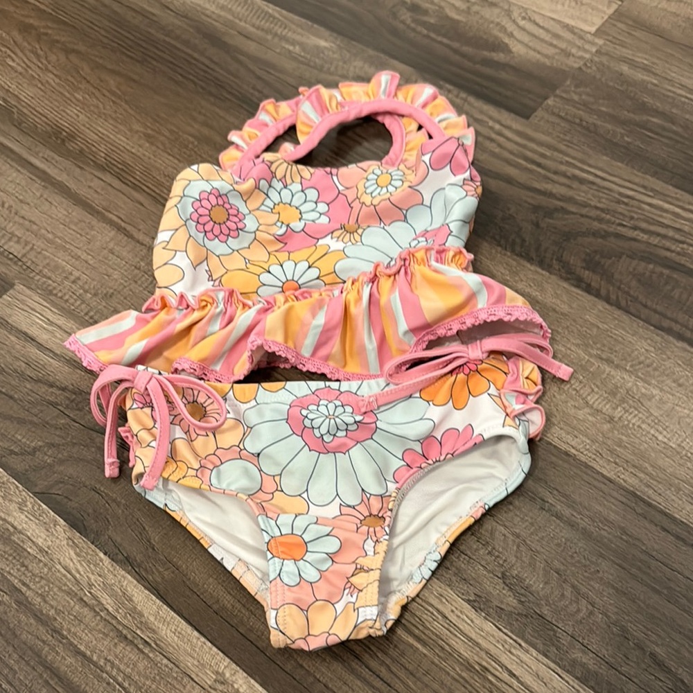 Floral Kids Swimwear with Ruffle Details
